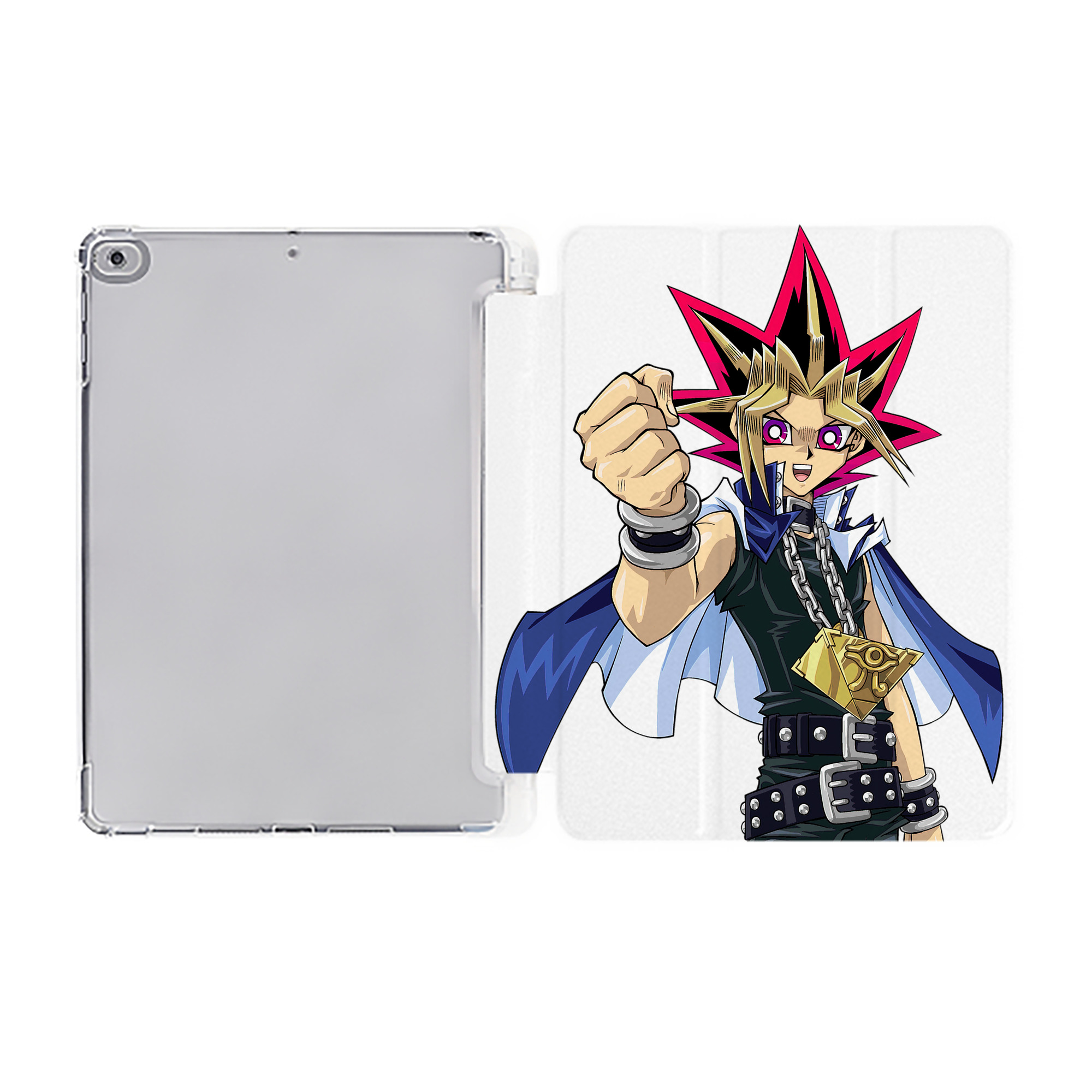 （画像用） 遊☆戯☆王 Yu-Gi-Oh! IPad ケース ペン収納付き 三つ折りスタンド PUレザー×シリコン 対応機種9.5/10.5/10.9インチ